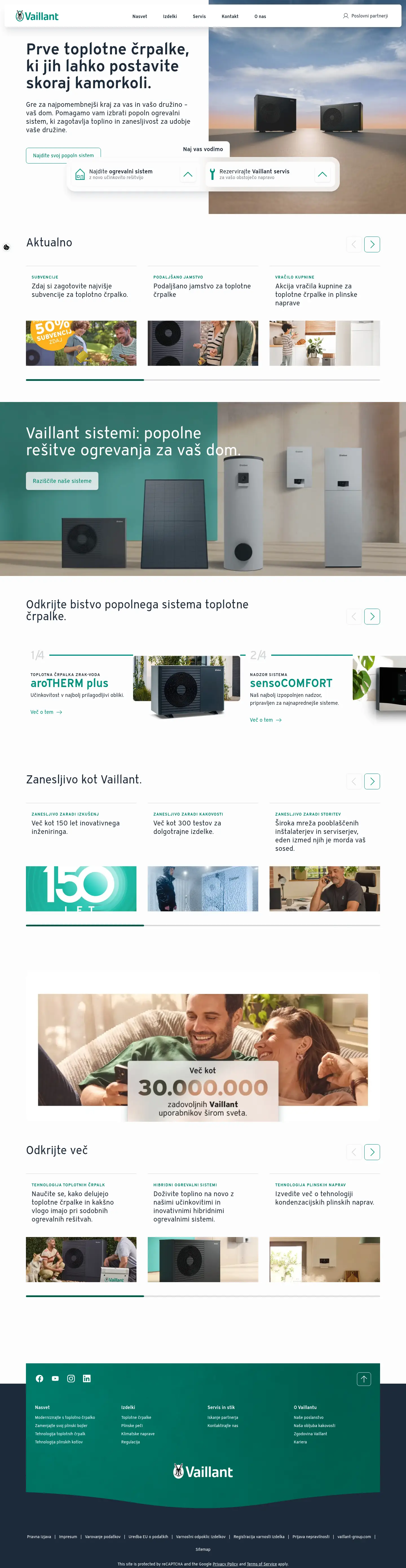 Posnetek spletne strani vaillant.si